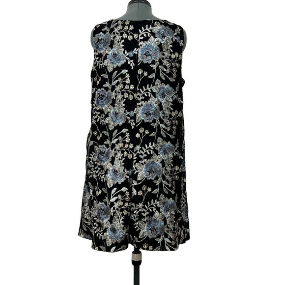 Signature by Robbie Bee Sz 1X  Black/Beige Embroidered Overlay Sleeveless A-Line - Picture 6 of 8